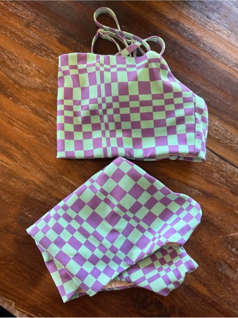Checkered Lilac & Mint Bikini Set - Women